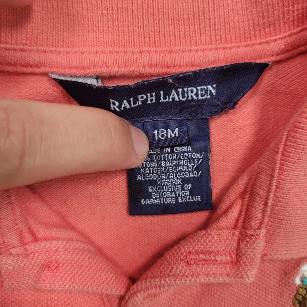 Ralph Lauren Girls 18M Pink Polo‎ Ruffle Hem Dress Big Pony Logo